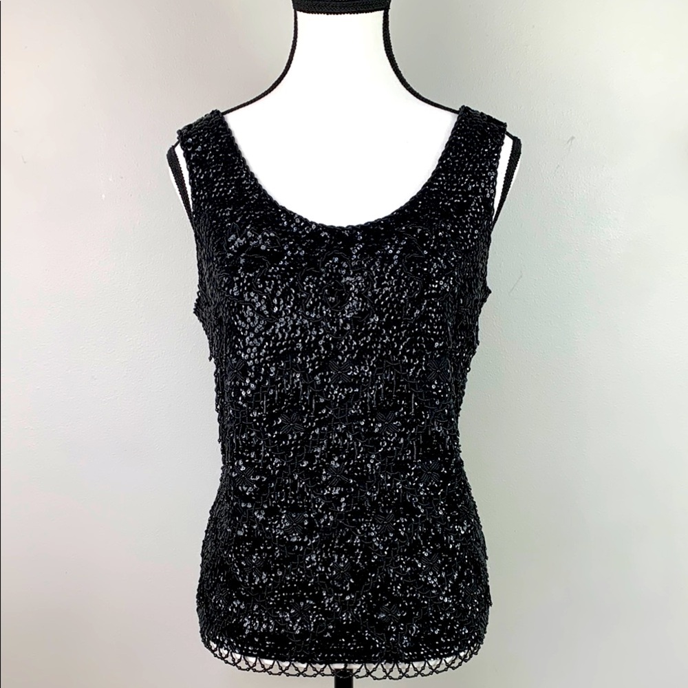 Vintage 1960s Jeri-Jo New York Stunning Black Beaded and Sequin Top